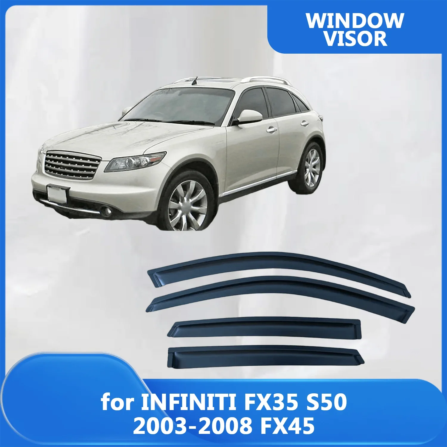 

Window Visor for INFINITI FX35 S50 2003 2004 2005 2006 2007 2008 FX45 Wind Deflectors Rain Guards Door Visor Vent Shades Sun