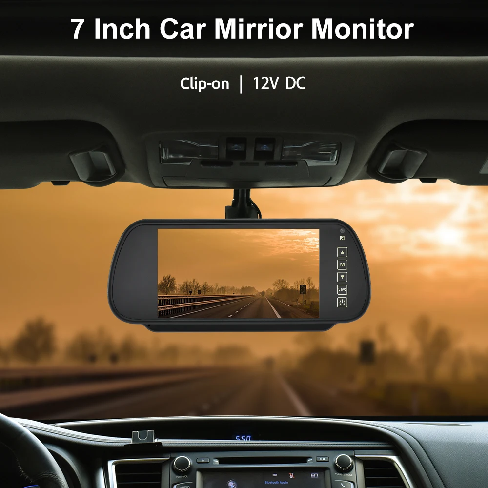 MJDOUD 7 Inch Car Mirror Monitor with Rear View Camera for Vehicle Parking Rervesing Camera with 7\