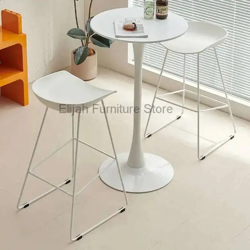 Modern Minimalist Home Bar Chair Nordic Italian Casual Kitchen Backrest High Stool Plastic Outdoor Furniture