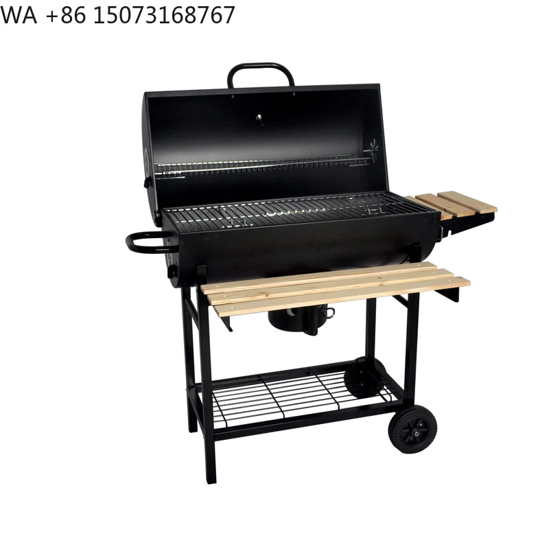 Heavy Duty Trolley Barbecue Grill Outdoor Charcoal BBQ Grill Offset Smoker With Lid 107x65x95 cm