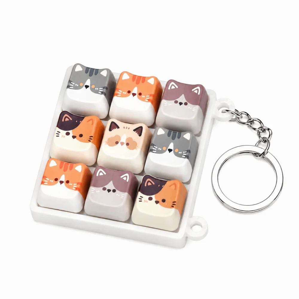 2/3/4/6/9 Keys Anti-stress Pendant Mechanical Keyboard Stress Relief Clicker Finger Button Keycap Calming Keychain Keys