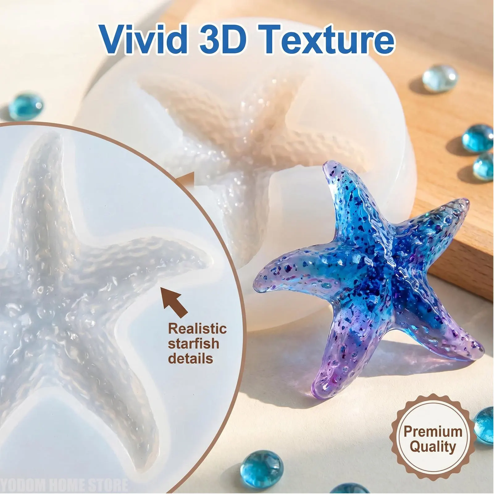 Big Sea Star Starfish Decoration Silicone Molds for Keychain Wind Chime Ornaments Resin Epoxy Accessories