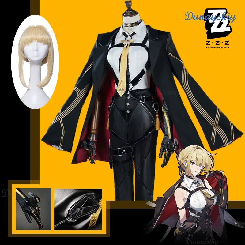 Evelyn Cosplay Game Zenless Zone Zero Cosplay Costume ZZZ Women Cape Costume Wig Evelyn Chevalier Cosplay Carnival Roleplay