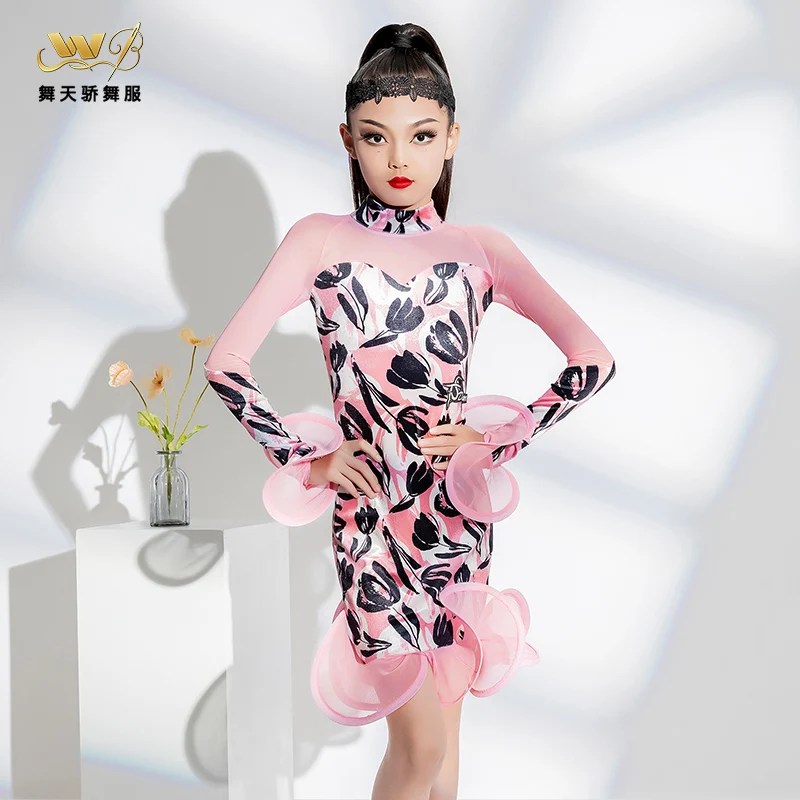 

Latin Dance Dress Autumn/Winter New Style Girls' Practice Dress Children's Dance Dress Competition Performance Dresses