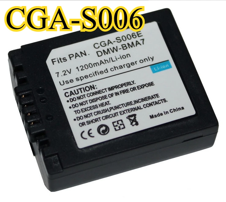 

Литиевая батарея для камеры CGA-S006, 1200 мАч, подходит для Panasonic CGA-S006 S006, аккумулятор для камеры S006, аккумулятор