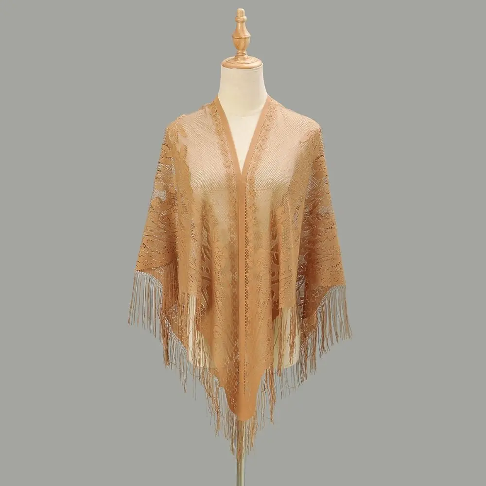 Wedding Accessories With Tassel Women Shawl Hollow Multicolored Wedding Bridal Shawl Tulle Shawl Women