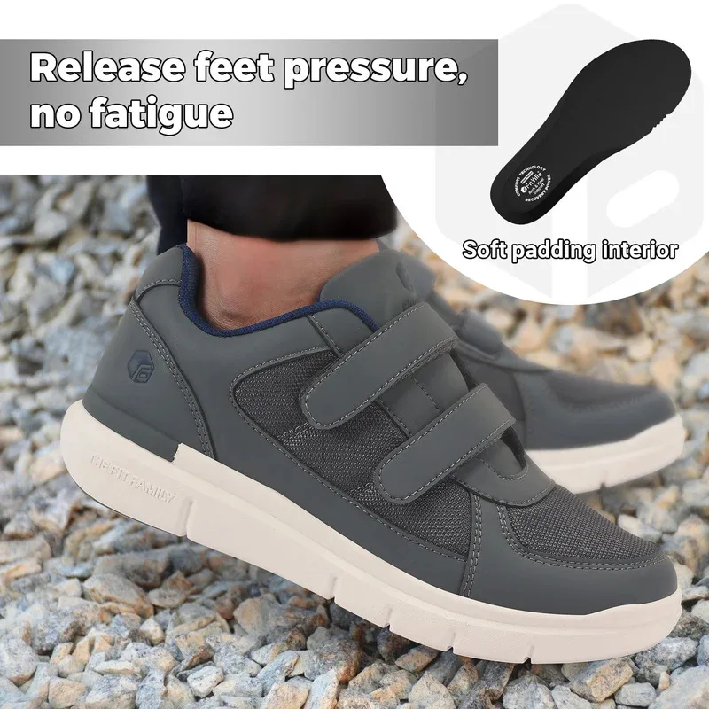 남성 당뇨병 환자용 특대형 4E 노인 캐주얼 신발, 신경병증 완화 및 부은 발 통증 완화에 적합한 아치 서포트 신발