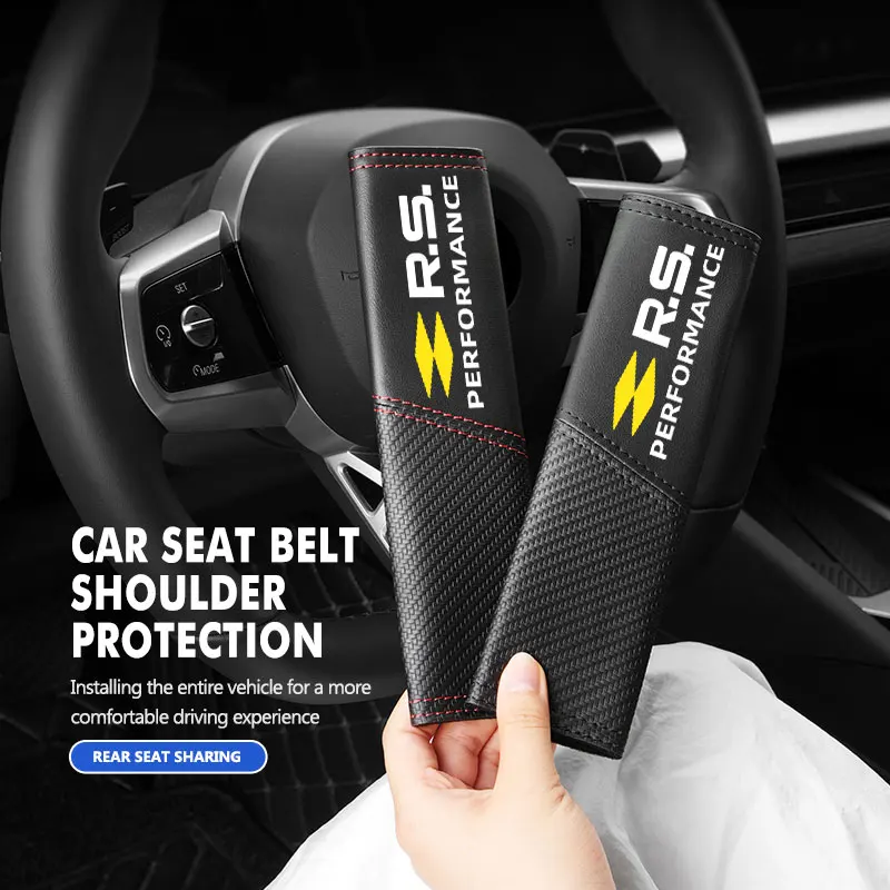 For Renault Leather Splicing Car Seat Belt Shoulder Pad Velcro Universal RS Kadjar Captur Clio Megane 2 3 4 RS Koleos Logan - view 5