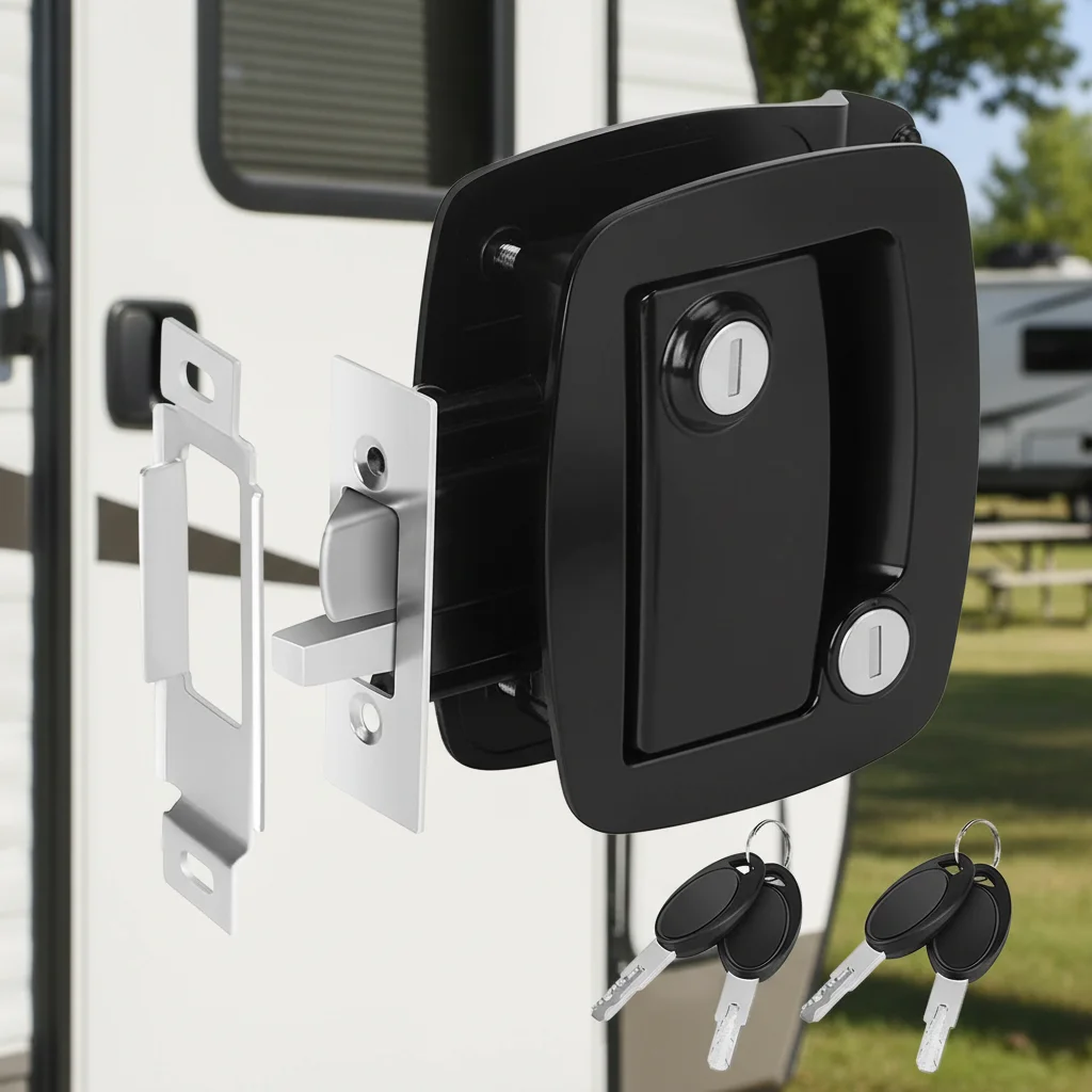 

All Metal RV Entry Door Lock Replacement Upgrade Door Latch Handle With Paddle Deadbolt for Outside Camper Trailer Lock