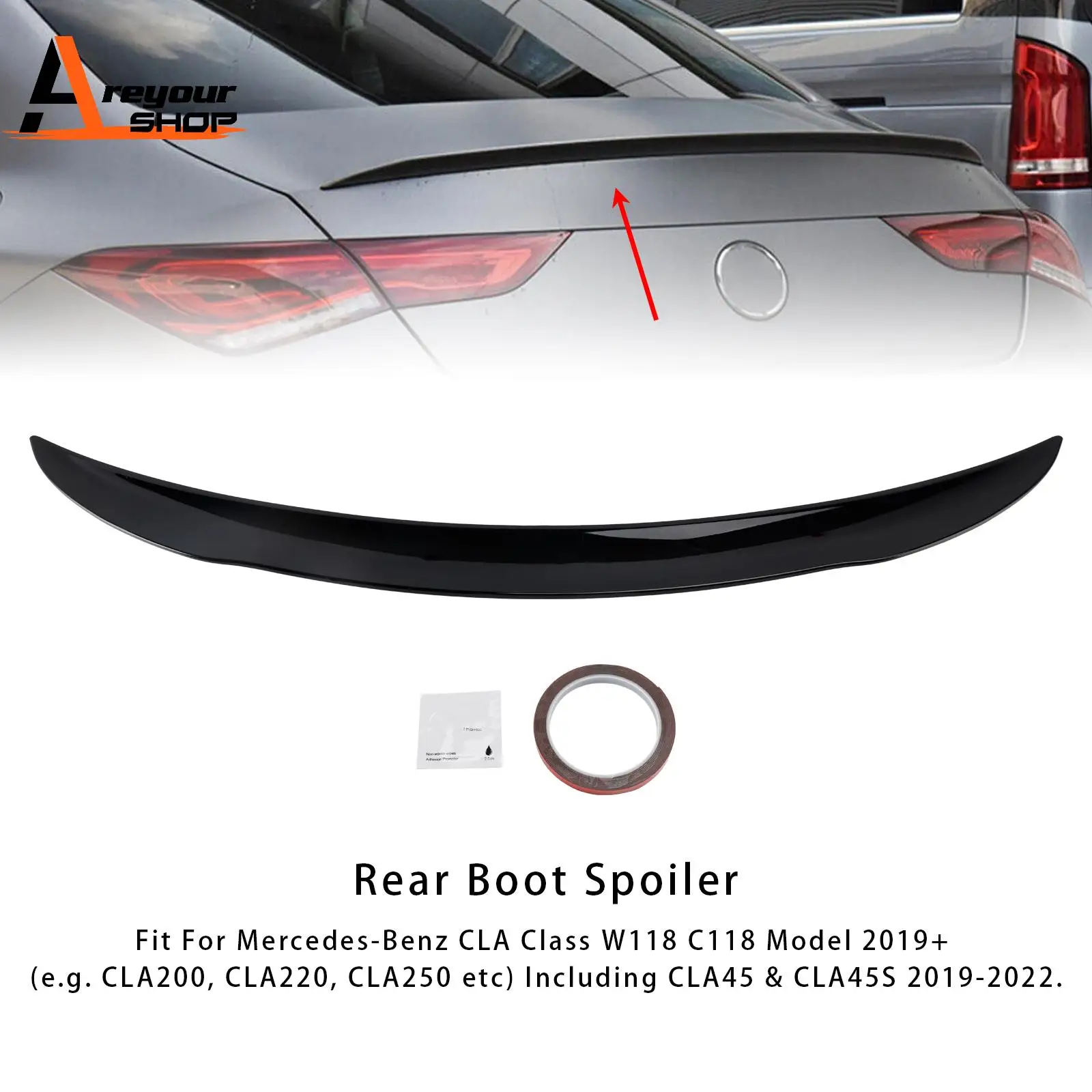 

Глянцевый черный задний спойлер для Mercedes-Benz CLA-Class W118 C118 2019+