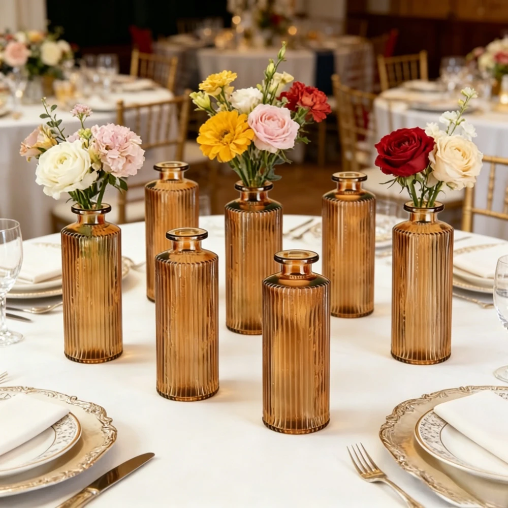 6/12Pcs Vintage Glass Bud Vase Mini Hydroponic Flower Planter Wedding Centerpiece Table Decor  Room Home Dining Party Decoration