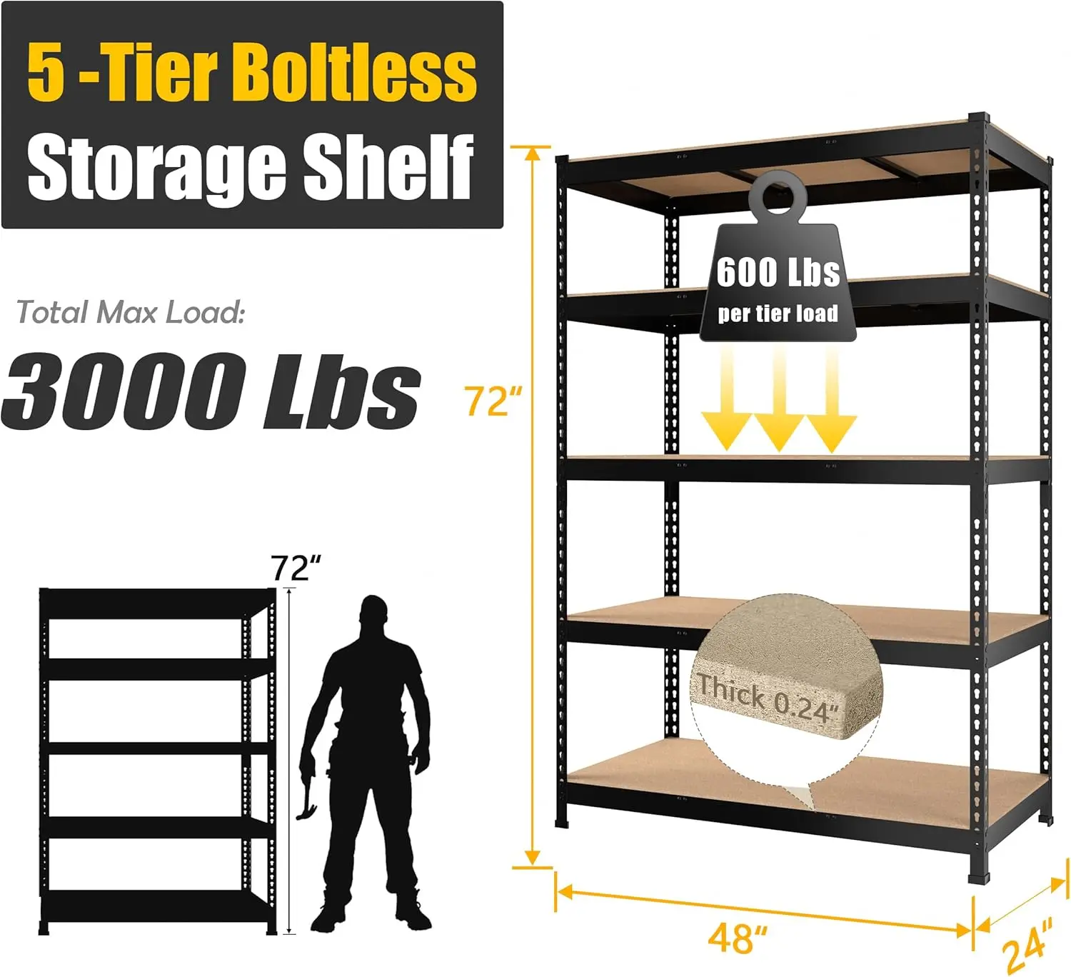 2 Pack Storage Shelves  5 Tier Heavy Duty Adjustable Garage Storage Shelving, Metal Storage Utility Rack Shelf Unit