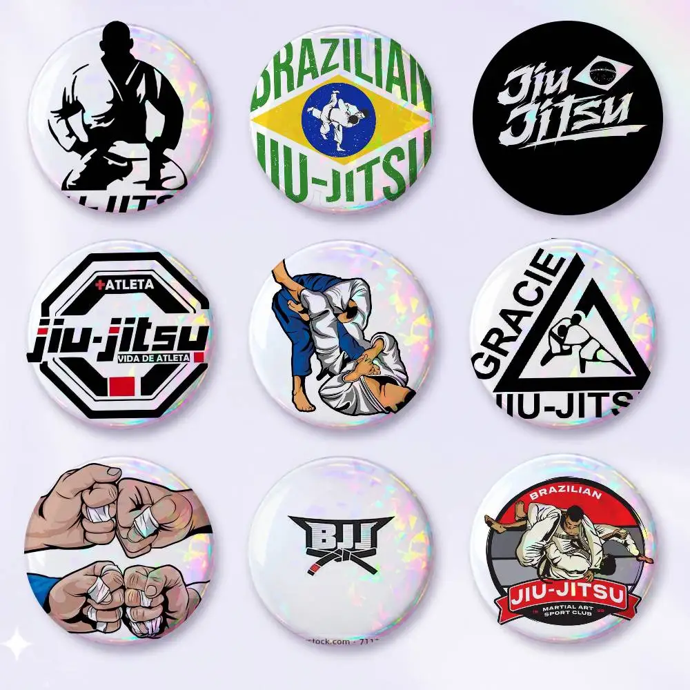 A-BJJ Brazilian Jiu Jitsu Round Snap-in Brooches Rock Band Lapel Pins Badges Fan Collection Accessories Jewelry Handmade Gifts