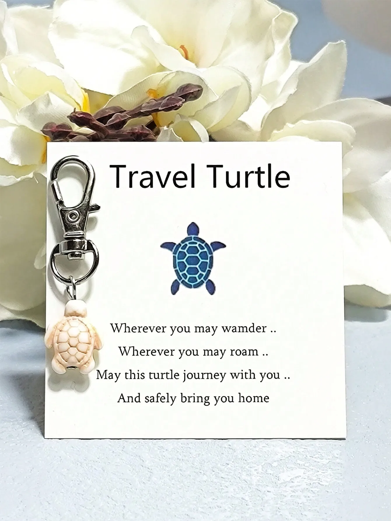 

1 Piece Of Synthetic Turquoise Travel Turtle Decorative Keychain Key Accessory, Emotional Support And Encouragement Gift