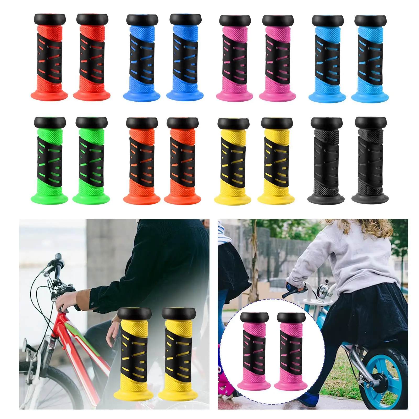 Bike Handle Grips Durable Anti Skid Grips Handle Bar Grip for Child Boys and Girls Children Bikes Biking Skateboard Scooter