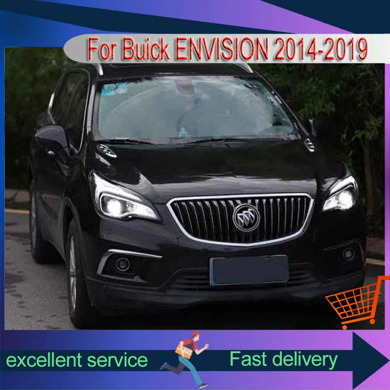 المصابيح الأمامية القوية للسيارات بويك ENVISION 2014-2019 المصباح الأمامي ديكور DRL LED إشارة أضواء السيارة لملحقات المركبات