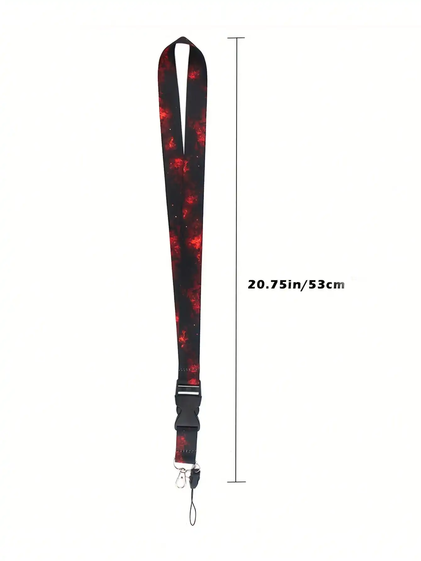 Mobile Phone Lanyard Fashion Black&Red Sky Buckle Neck Strap Keychain Lanyard for Credit ID Card Holder Keys Keychain Key Ring