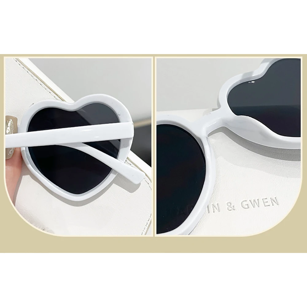 KLASSNUM Love Heart Shaped Sunglasses Wedding Party Decoration Women Big Frame Fashion Retro Pink Cat Eye Vintage Sun Glasses