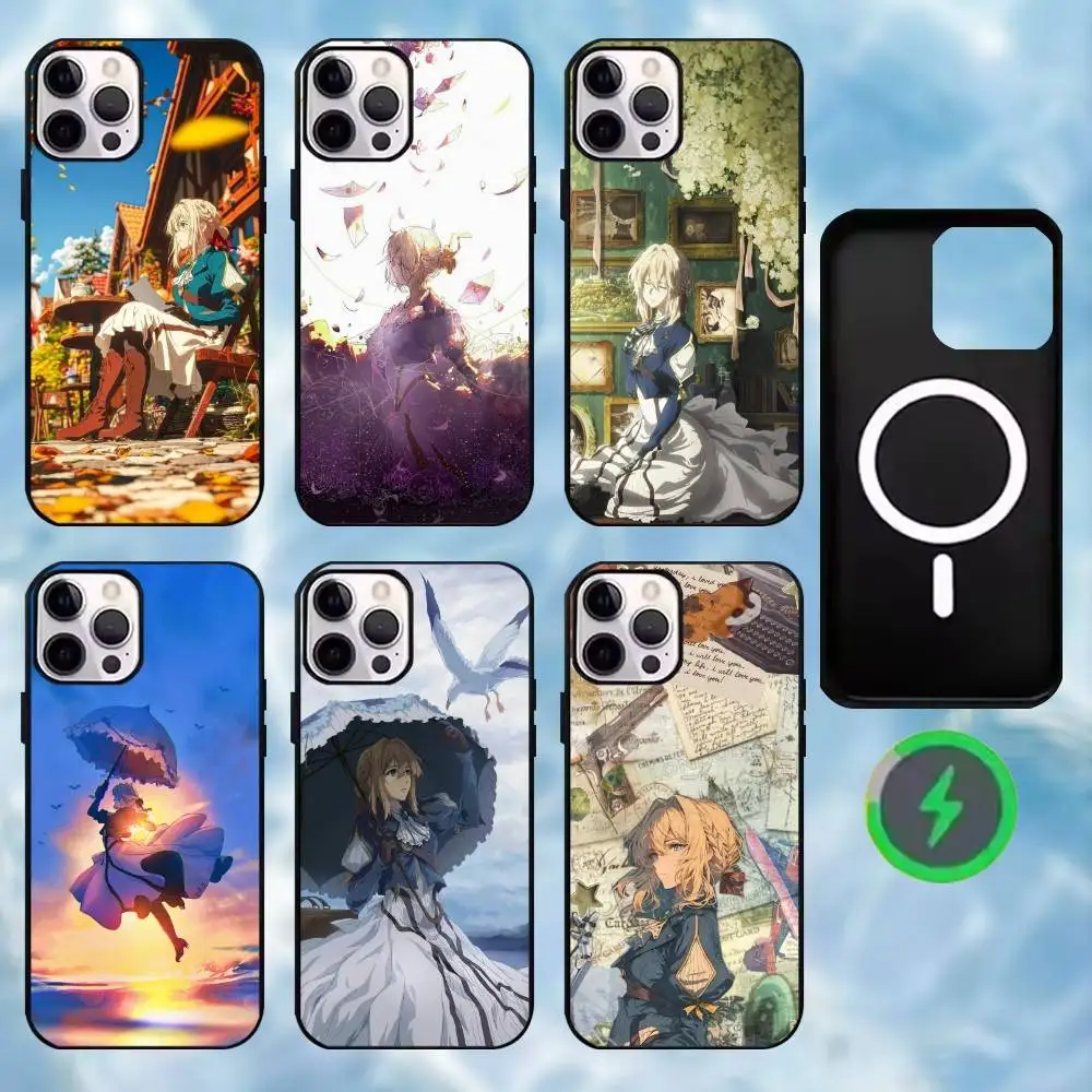 

V-Violet Evergarden Phone Case For iPhone17,16,15,14,13,12,11 Plus,For Magnetic Wireless Charge Cover