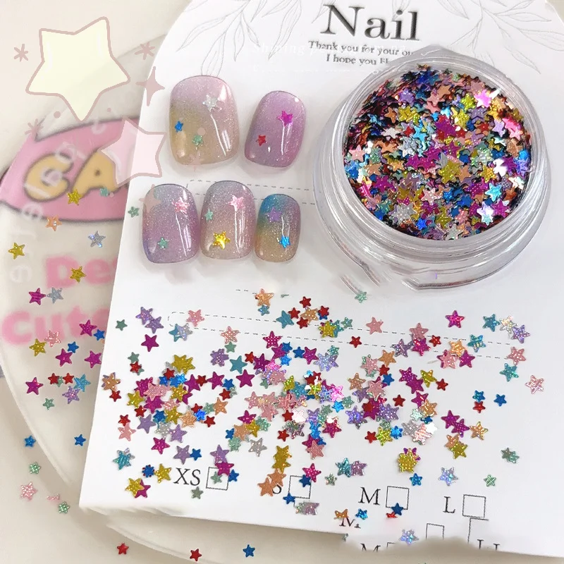 1 caja de lentejuelas brillantes para decoración de uñas, copos de lentejuelas con forma de estrella mixta, accesorios de decoración 3D