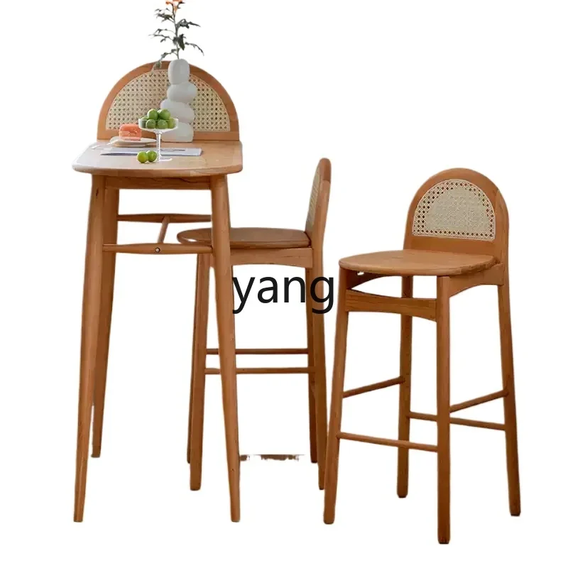 

LTT solid wood bar table bar chair combination small apartment ash wood kitchen high dining table combination
