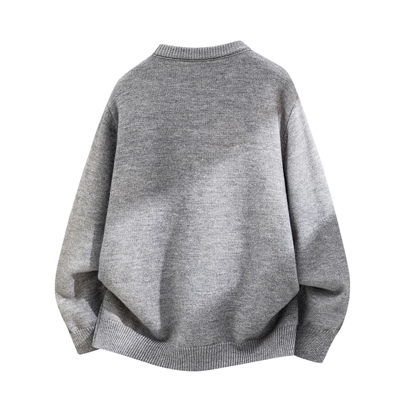 Trendiger Herrenpullover im koreanischen Stil, neues Modell mit langen Ärmeln, einreihiger Knopfleiste, bestickte Strickware, hält warm, bequem, Herrenbekleidung. – Detail 3