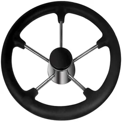 Marine 11 Inch Stainless Steel Steering Wheel with Black Foam and 5 Spoke Destroyer For Yacht Boat Accessories