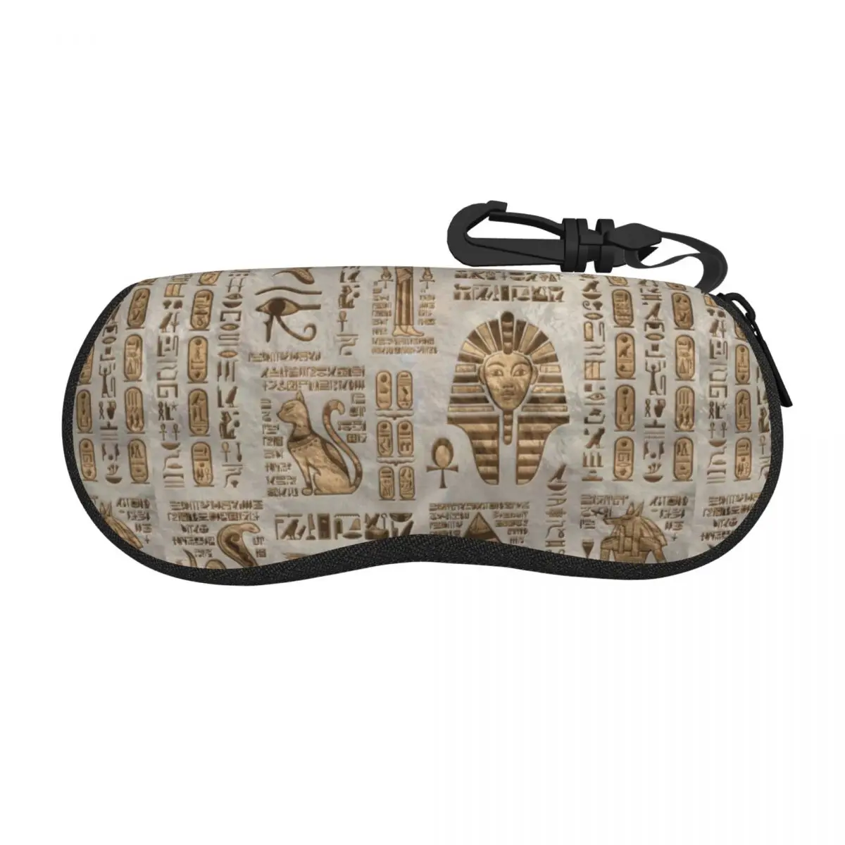 Custom Egyptian Hieroglyphs And Deities Shell Eyeglasses Case Women Cool Ancient Egypt Symbol Glasses Case Sunglasses Box Pouch