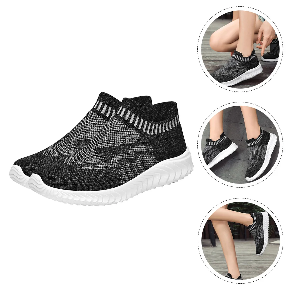 

Дышащая сетчатая обувь. Легкая повседневная парусиновая обувь с круглым носком на плоской подошве. Размер 38, черный комфортный эластичный дизайн.