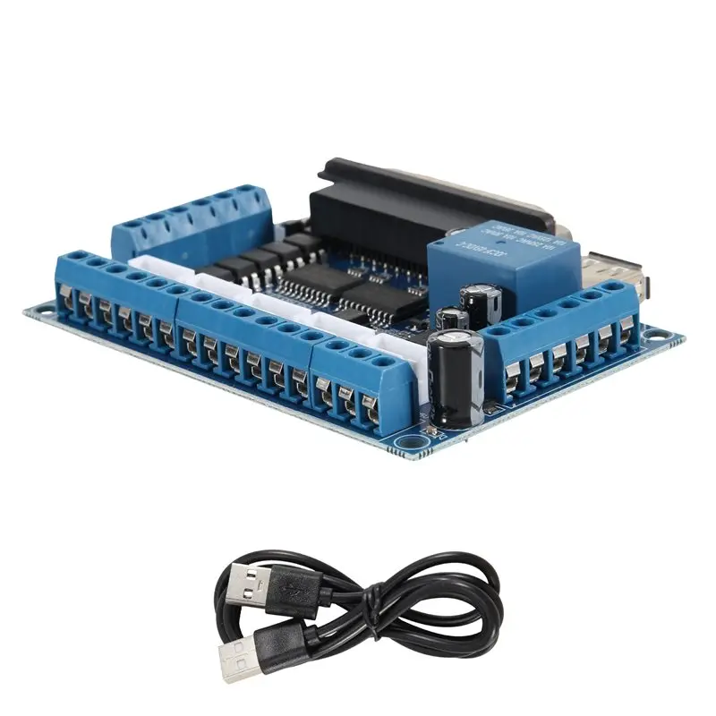 A01F-Interface Board MACH3 Interface Board CNC 5 Axis With Optocoupler Adapter Stepper Motor Driver + USB Cable