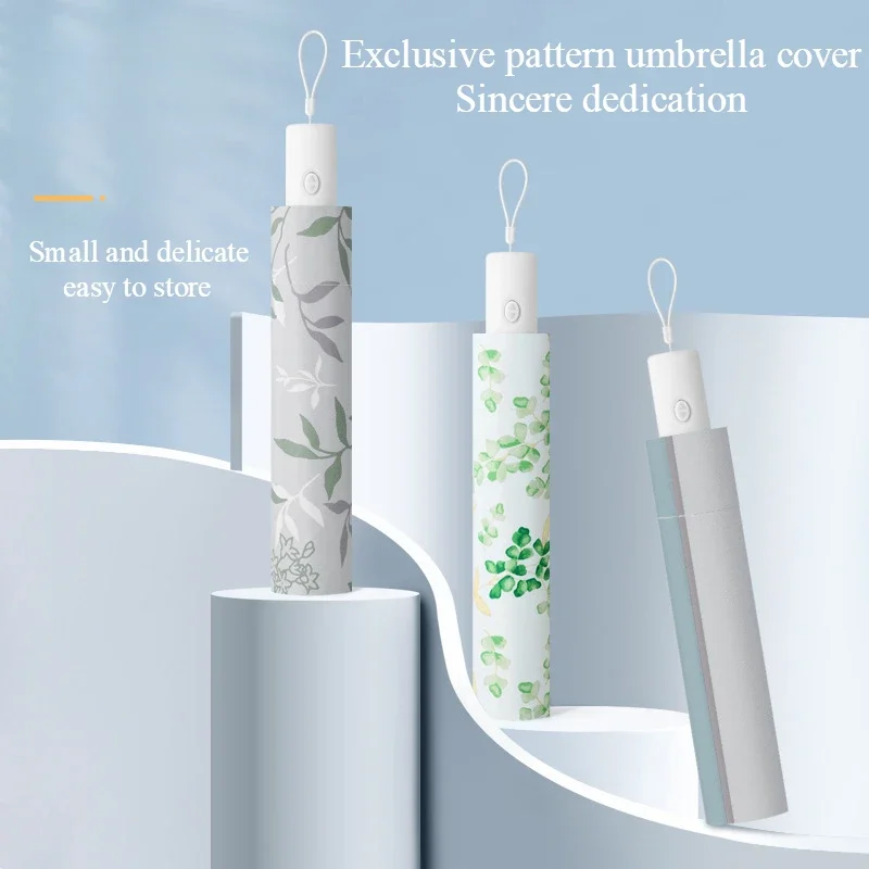 Automatic Umbrella Ladies Sunscreen UV Protection Parasol Three Folding Sunshine and Rain Umbrella Portable Japanese Style