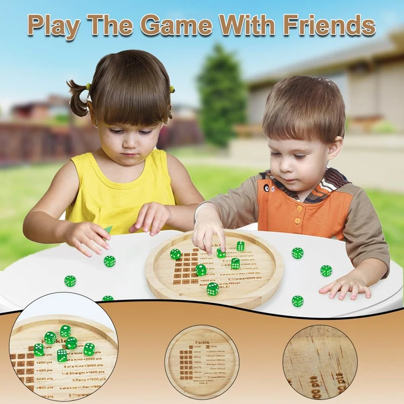 Dice Game Tray Wooden Classic Dice Game With Tray Dice Dish Family Game Exciting Games For Adults Kids Includes Six Dice