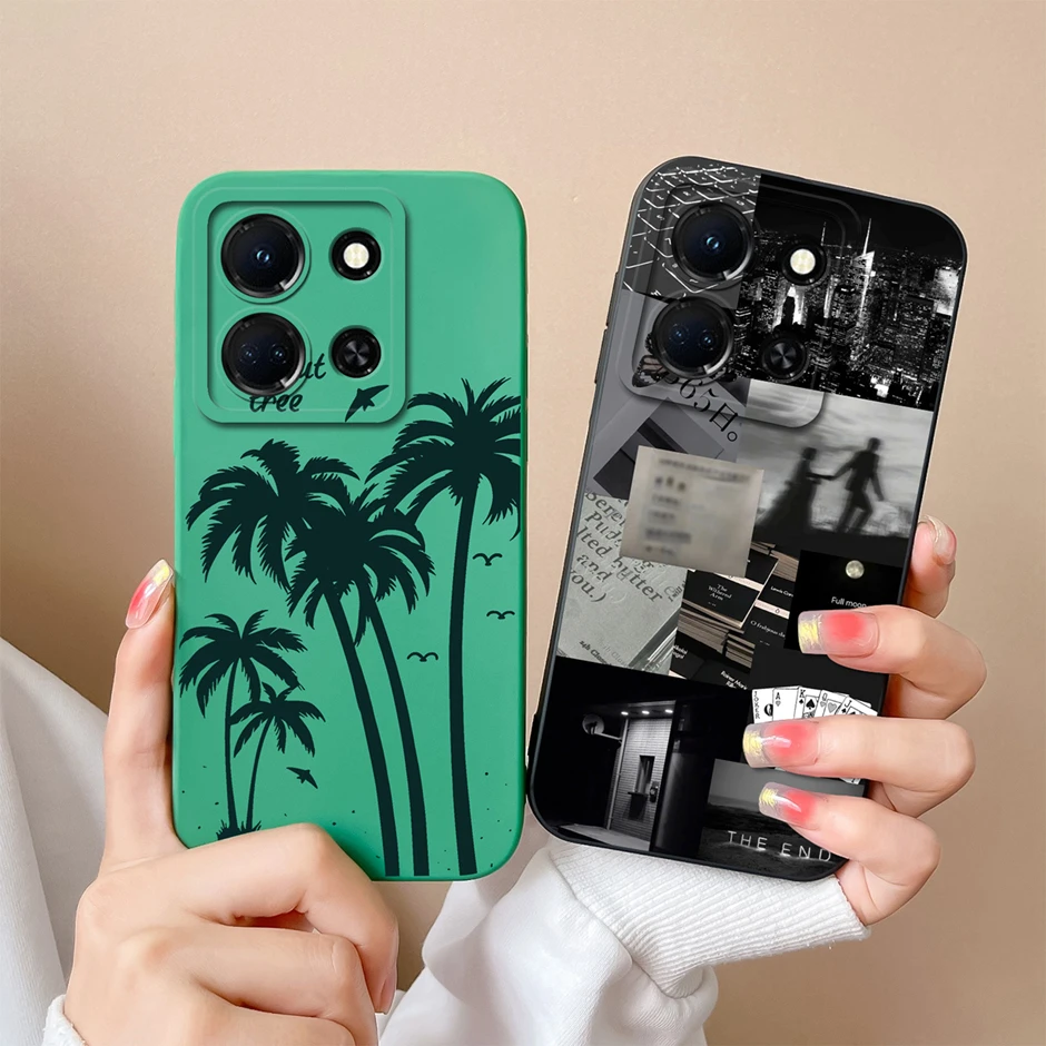 For Infinix Note 30 30i Pro VIP 4G 5G Casing Fashion Black Coconut Tree Liquid Cover For InfinixNote30 30i 30Pro VIP 4G 5G Funda