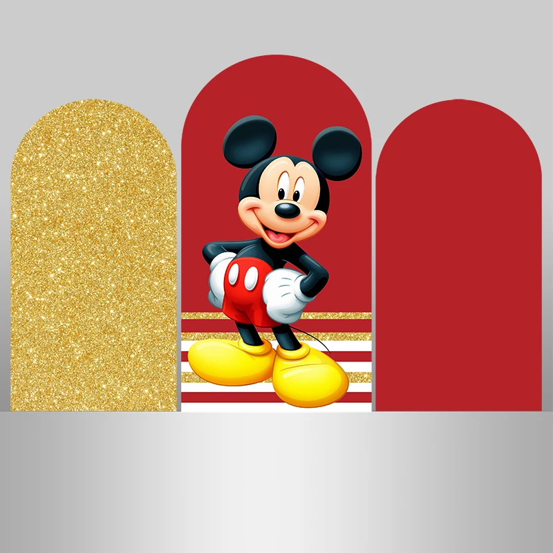 

Mickey and Minnie Mouse Arch Backdrop Cover Birthday or Wedding Party Decor Candy Dessert Table Cover Banner