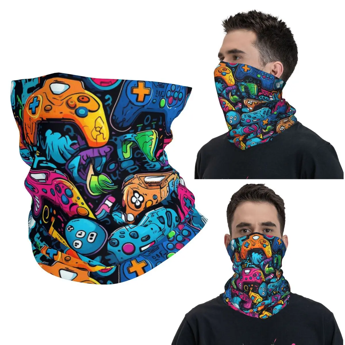 

Геймерский мультяшный игровой контроллер, бандана, чехол на шею, шарф с принтом, теплая повязка на голову, унисекс для взрослых