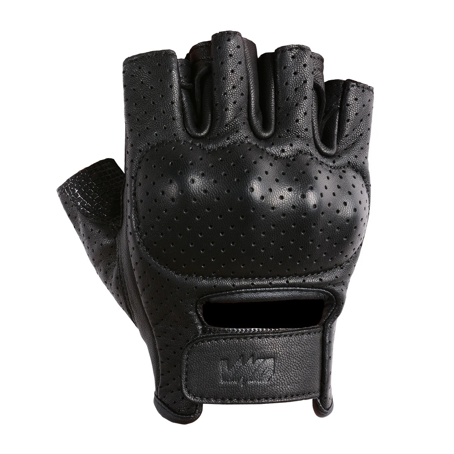 

For VND Motorcycle Half Finger Gloves, Perforated Genuine Leather Retro Short Gloves with Shock Absorption & Breathable