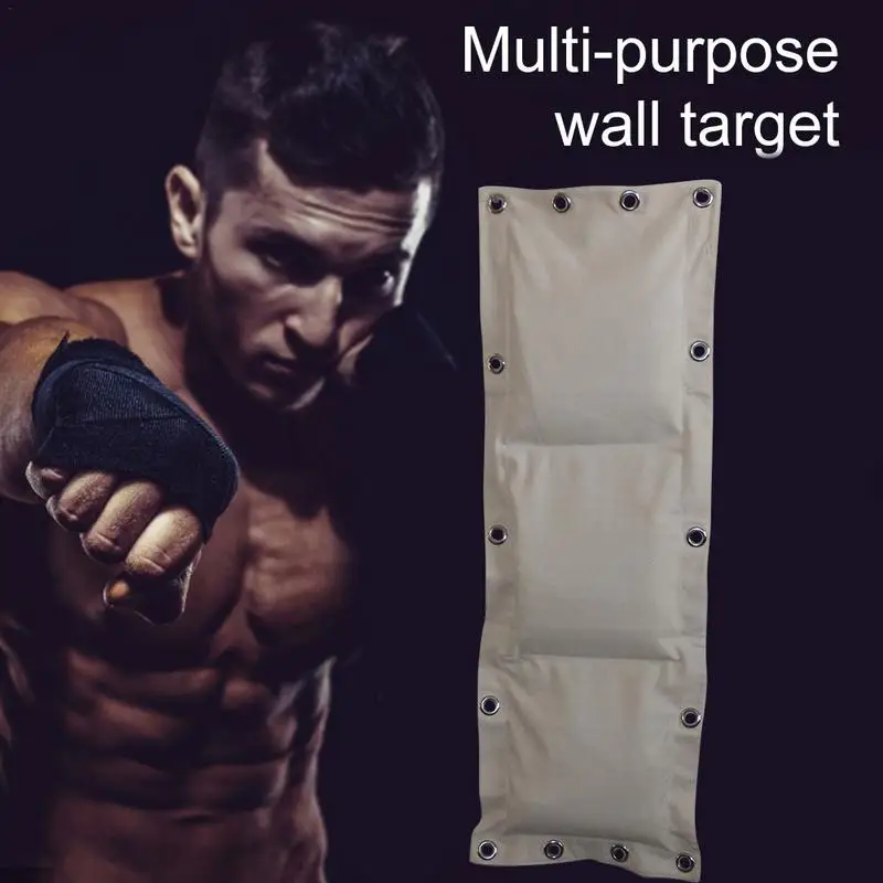 15.7X 43.3 Inch Wing Chun Canvas Wall Hollow Punching Bag with 3 Sections Striking Surface Stress Relief for Kung Fu Boxing