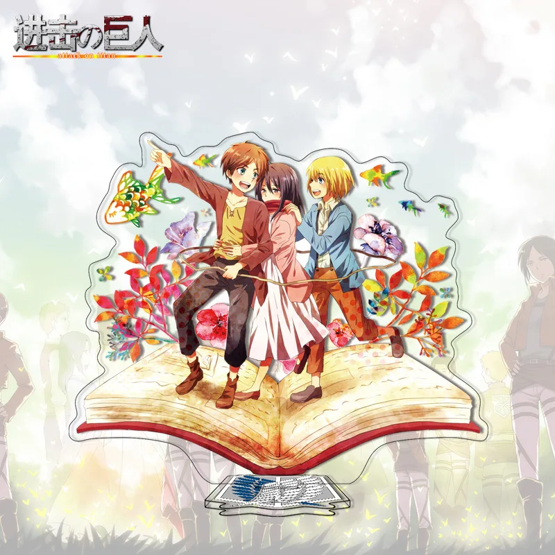 أنيمي هجوم على تيتان الاكريليك حامل ليفي إرين ميكاسا أرقام المنمنمات مانغا التماثيل المرآب أطقم لعبة مجسمة GK الحلي ديكور #2