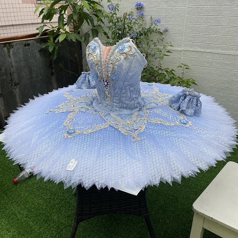 FLTOTURE Custom Made Women Professional Ballet Variation Blue Bird Pancake Tutu Skirt Sleeping Beauty Stage Costume For Sale