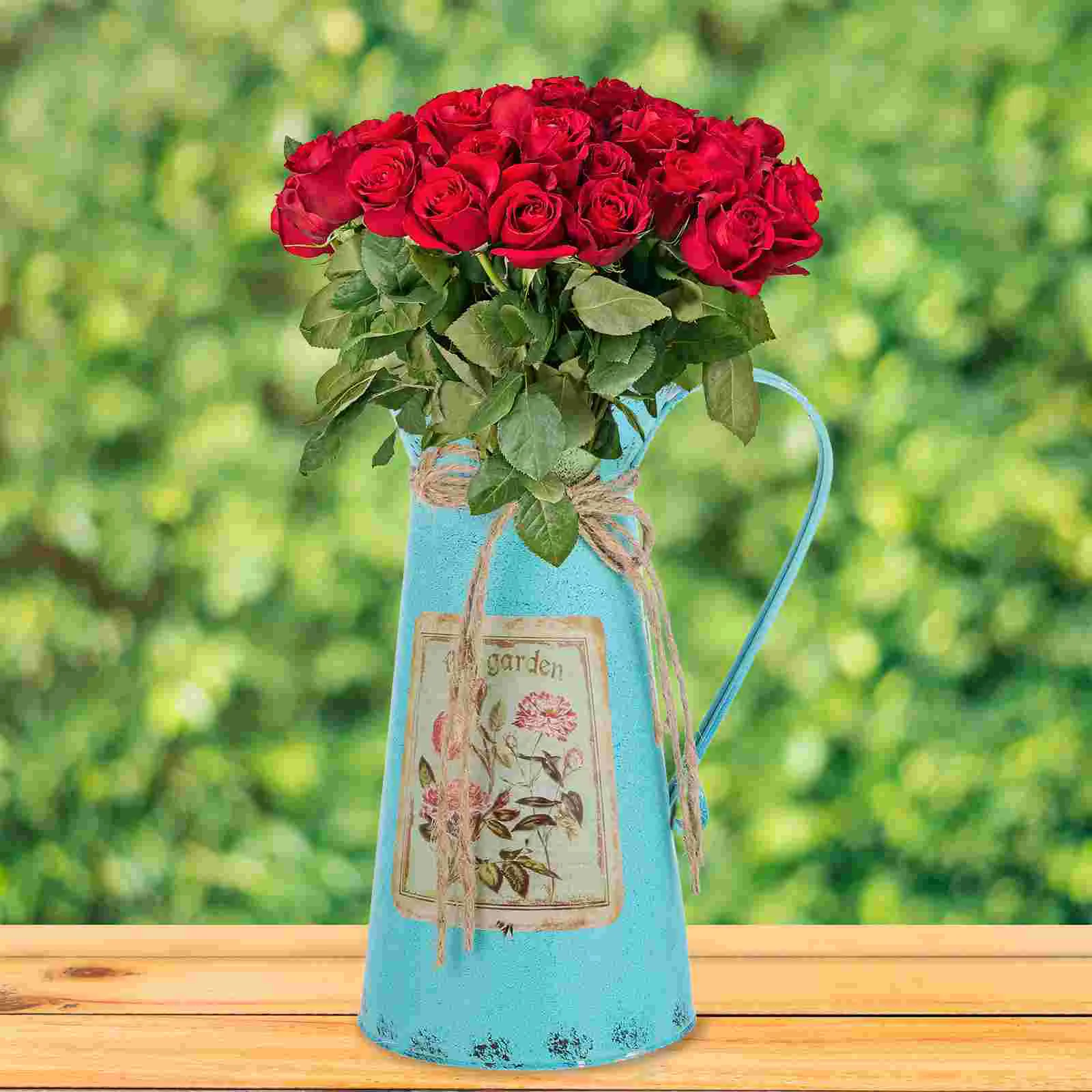 Table Decorations Tin Fountain White Bucket Container Tall Vase Planter Iron Cactus