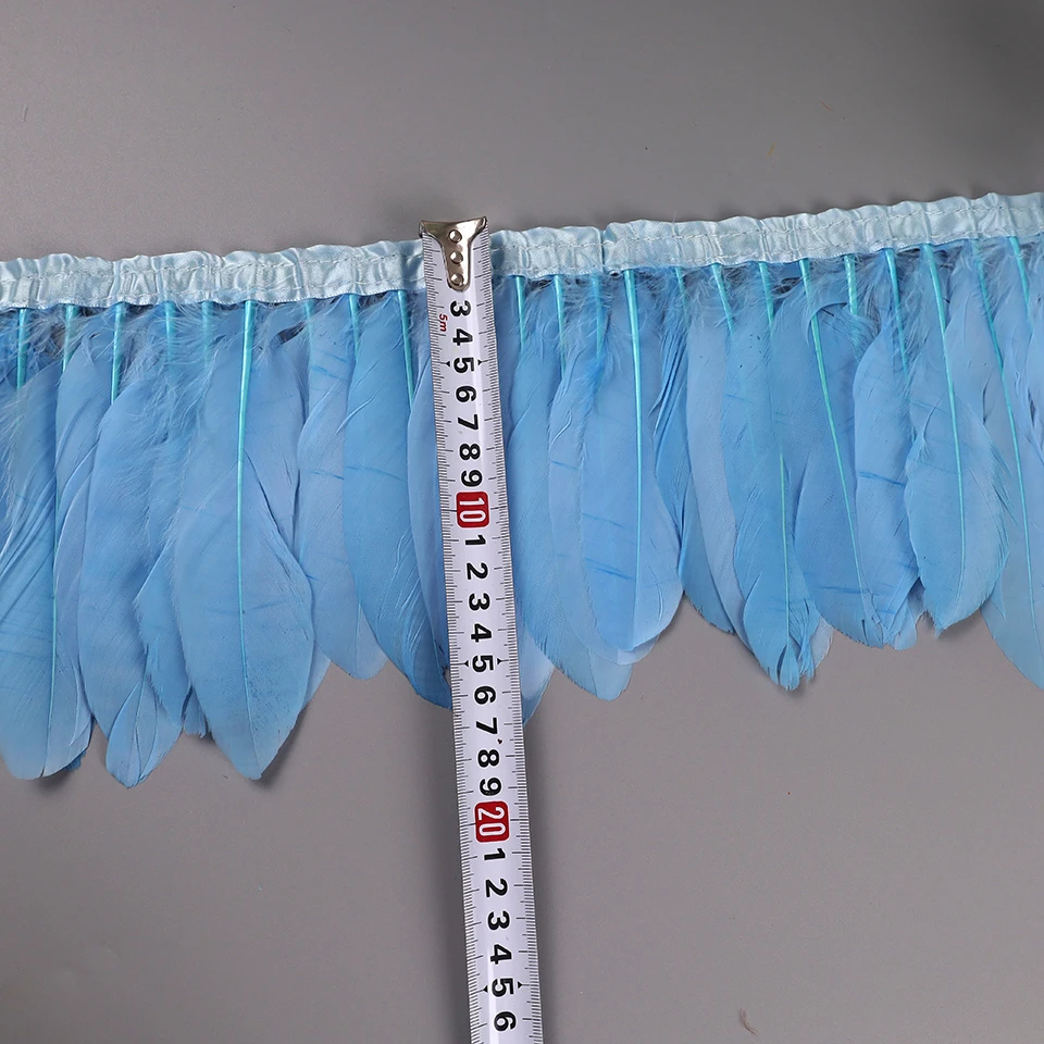 Decorative Goose Feathers on tape for Needlework Carnival Decor Fringe for Clothes Dress Sewing Arts and Crafts