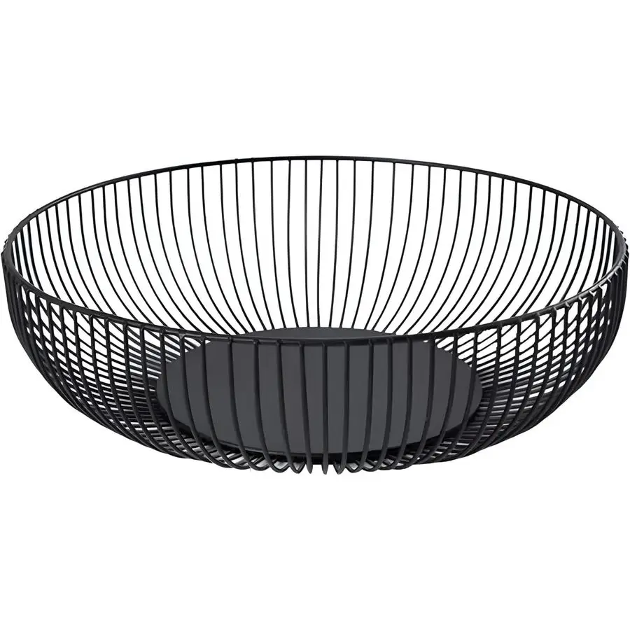 

Fruit Bowl for Kitchen Counter, Black Wire Fruit Bowl, Metal Countertop Fruit Basket, 11 Inches Round Holder for Lemon, Banana,