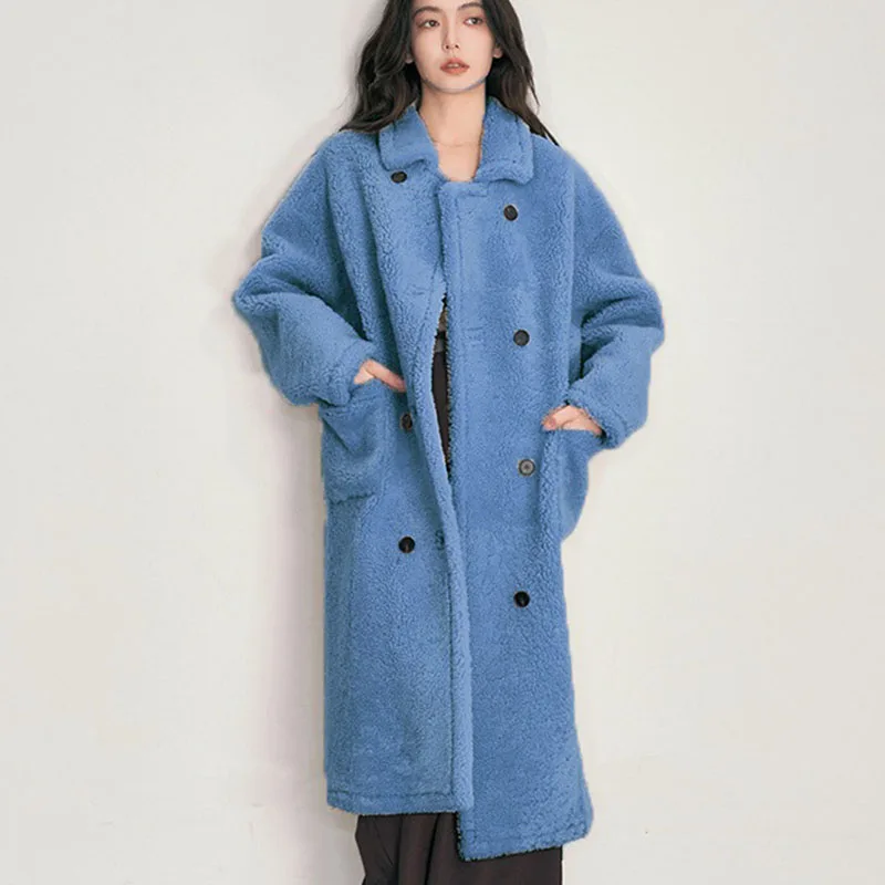 Fur & Faux Fur 2024 New Winter Warm Women Fur Coat Fashion Temperament Granular Fleece High Quality Women Fur Coat Overcoat H138