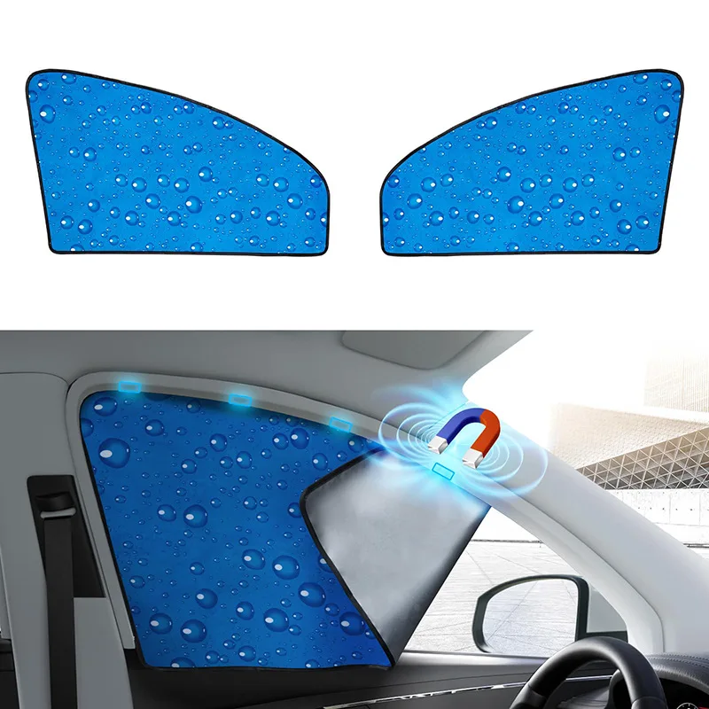 Retractable Magnetic Car Side Sunshade, Single‑Layer Water‑Drop Shape Car Window Curtain UV Protection for Vehicle