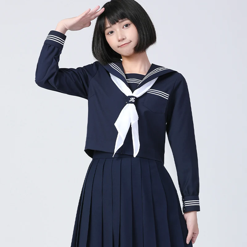 High School Girl Uniform Navy Skirts Set Japanese Jk Uniform Student Sailor Suit South Korea Uniforms Seifuku Pleated Skirt