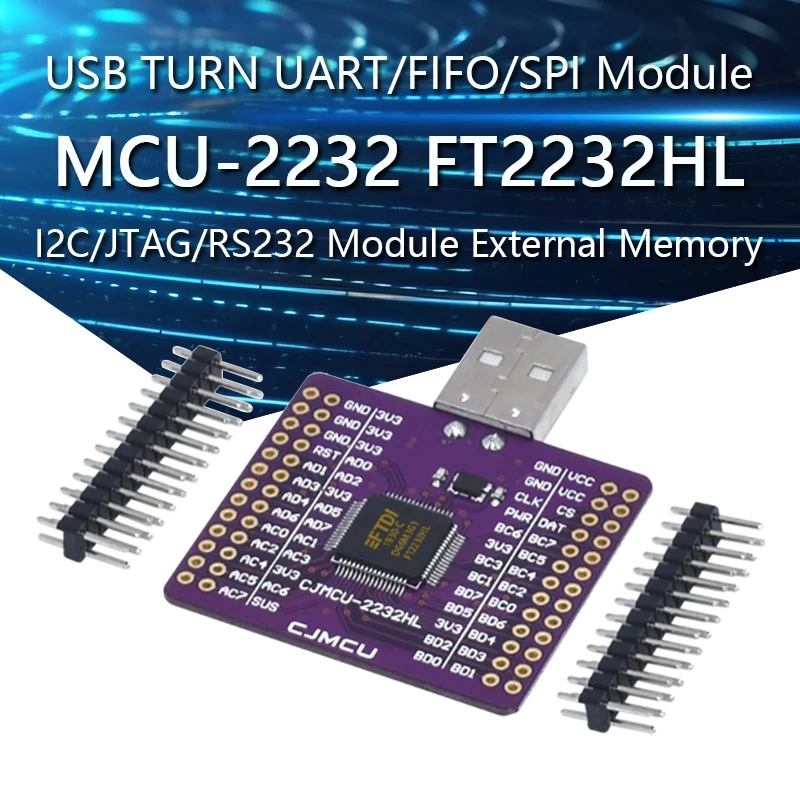 

MCU-2232 FT2232HL USB TURN UART/FIFO/SPI/I2C/JTAG/RS232 Module External Memory