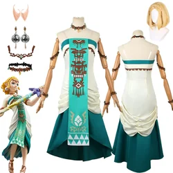 The Legend Tears of The Kingdom Princess Zelda Cosplay Sexy Dress Uniform Wig Headdress Set Prop Halloween Costume Women
