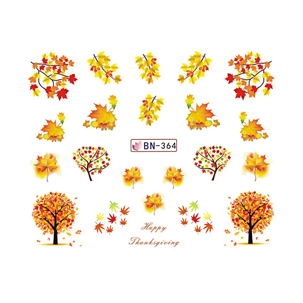 

5 Sheets Fall Nail Decals Stickers Maple Leaf Transfer Pumpkin Autumn Manicure Party Gathering Safe Paper Material Clear Visual
