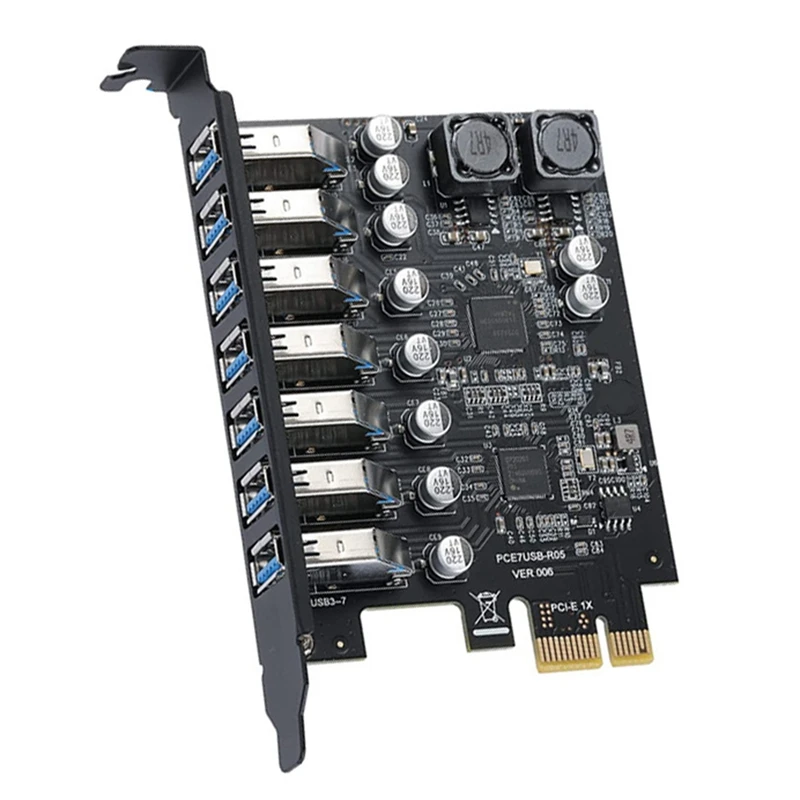 Carte adaptateur PCI Express avec 7 ports, hub USB 3.0, carte Riser, 6 000 cartes, USB 3.2, SEN1 avant