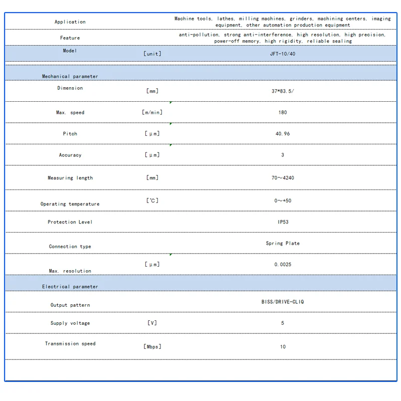 JFT-10 dengan encoder linier absolut perpindahan garis panjang pengukuran yang besar